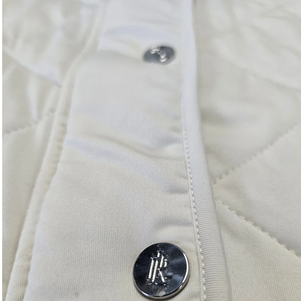 Lauren Ralph Lauren Quilted Vest Womens L Cream Snap Zip Lightweight Jacket